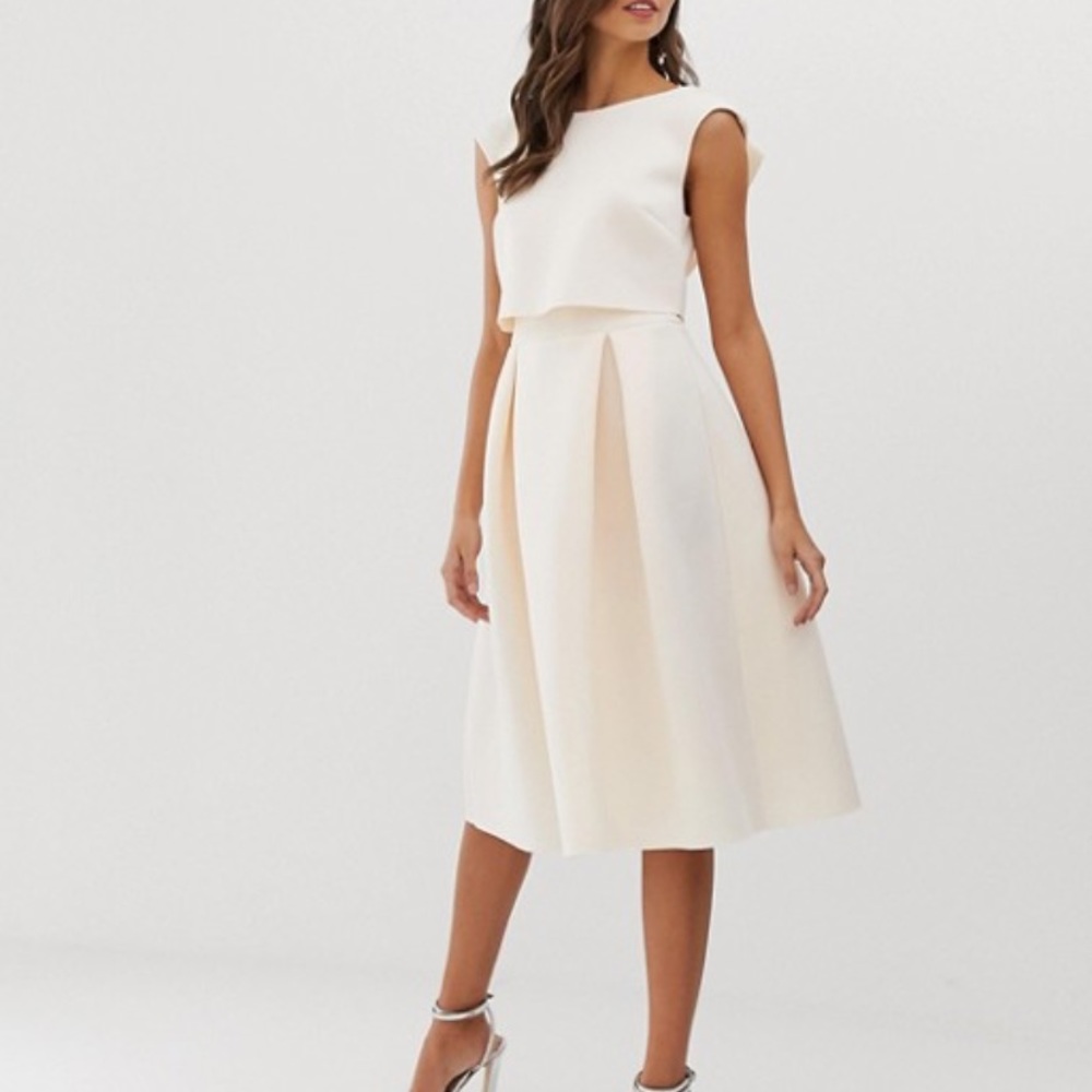 ASOS DESIGN fold back crop top midi prom dress